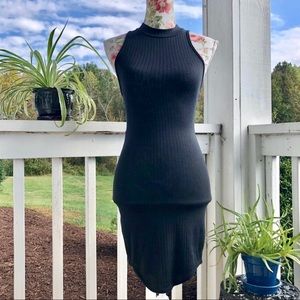 Ribbed High Neck Shirt Dress